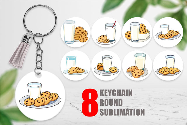 Keychain Milk and Cookie Sublimation artnoy 