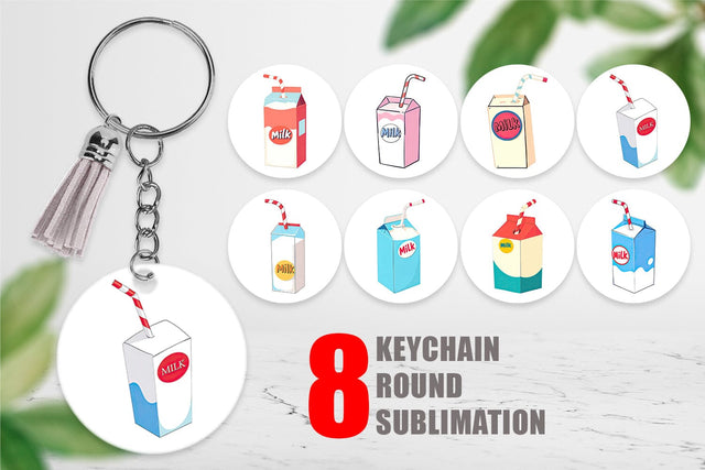 Keychain Milk Box with Straw Sublimation artnoy 