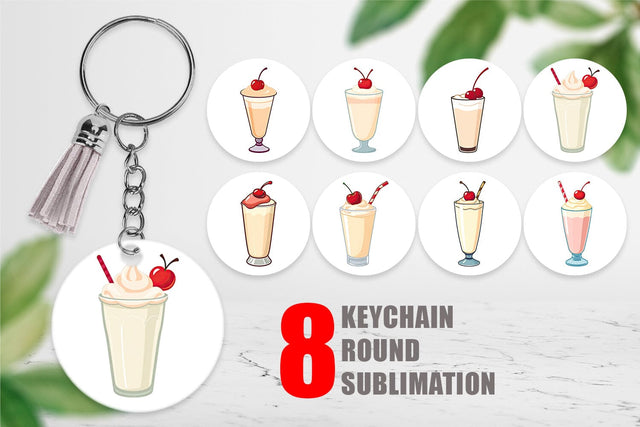 Keychain Milkshake with Cherry Sublimation artnoy 