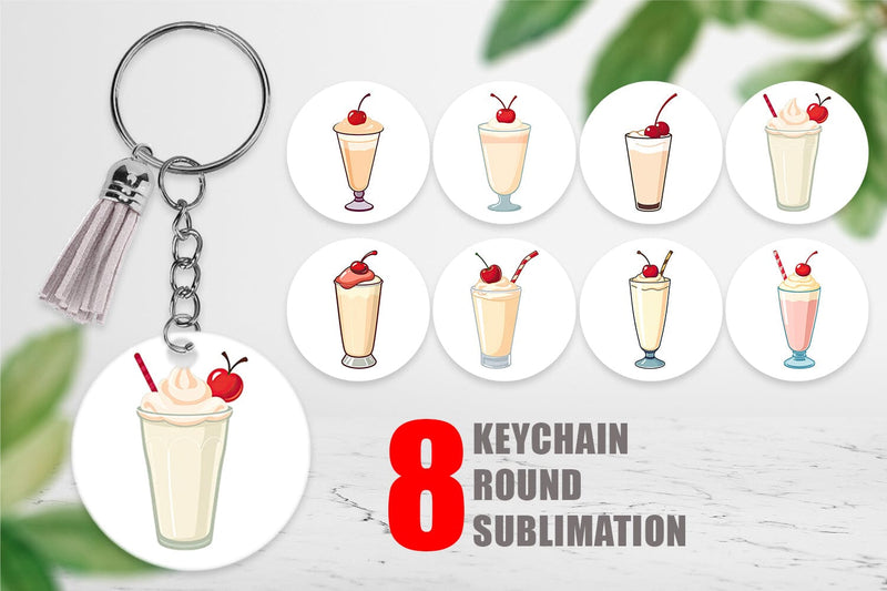 Keychain Milkshake with Cherry Sublimation artnoy 