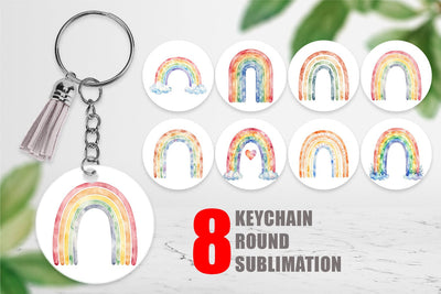 Keychain Minimalist Boho Rainbow Sublimation artnoy 