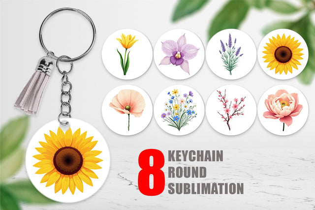 Keychain Minimalist Florals Sublimation artnoy 