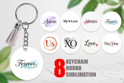 Keychain Minimalist Romance Watercolor Sublimation artnoy 