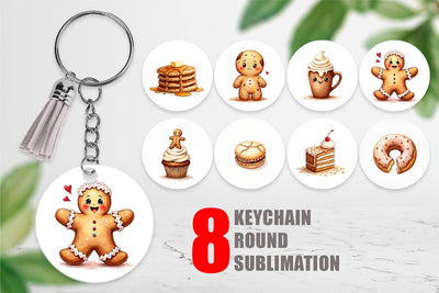 Keychain Misfit Gingerbread Sweets & Treats Watercolor Sublimation artnoy 