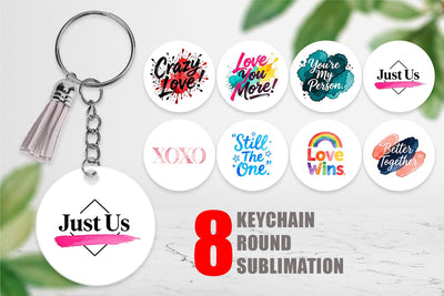 Keychain Modern Love Notes Watercolor Sublimation artnoy 