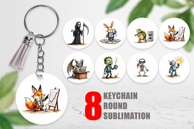 Keychain Monday Morning Zombies Office Coffee Humor Sublimation artnoy 