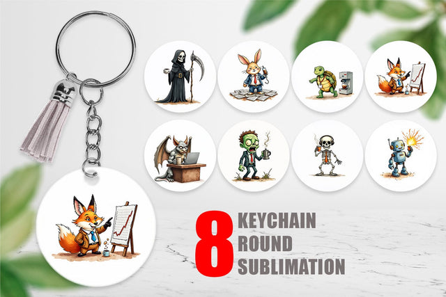 Keychain Monday Morning Zombies Office Coffee Humor Sublimation artnoy 