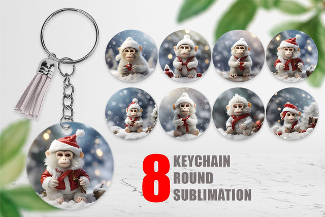 Keychain Monkey Christmas Sublimation artnoy 