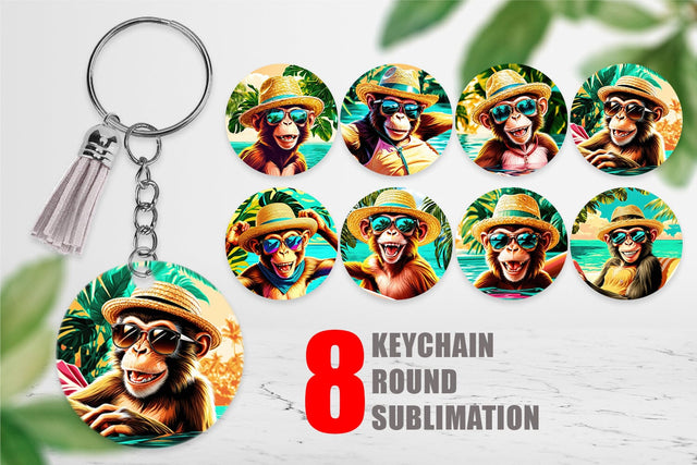 Keychain Monkey in Summer Sublimation artnoy 