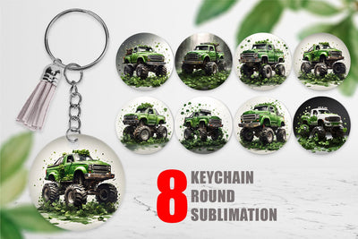 Keychain Monster Truck Shamrocks Sublimation artnoy 