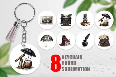 Keychain Moody Dark Academia Beach Read Sublimation artnoy 