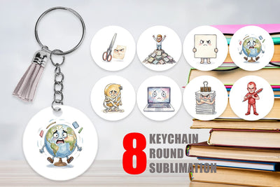 Keychain Moody Desk Mascot Teacher Watercolor Sublimation artnoy 