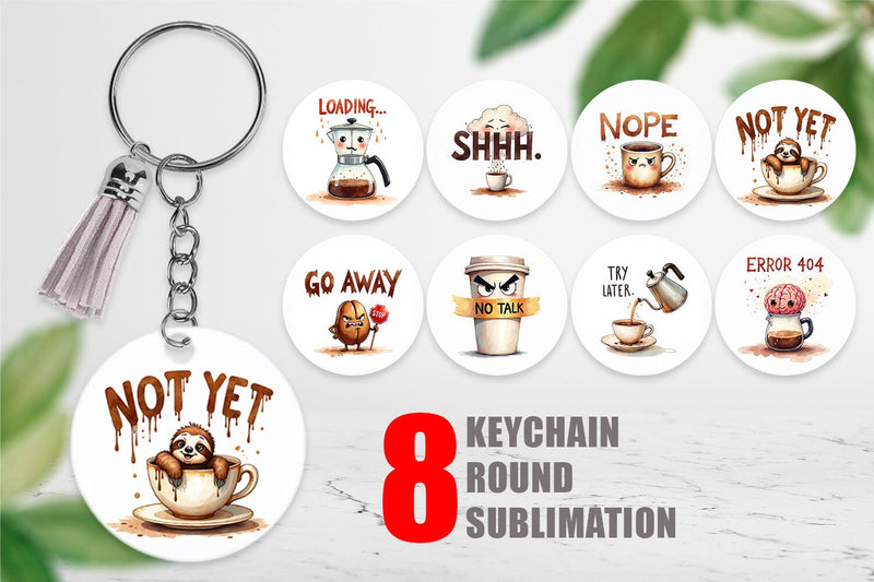 Keychain Morning Grump Coffee Sarcastic Quotes Sublimation artnoy 