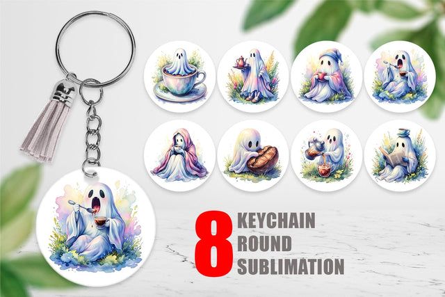 Keychain Morning Routine Coffee Ghost Sublimation artnoy 