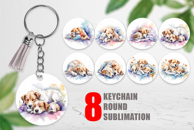 Keychain Mother Day Dog Sleeping Sublimation artnoy 