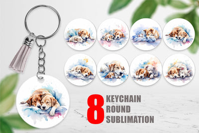 Keychain Mother Day Dog Sleeping Sublimation artnoy 