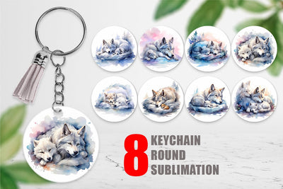 Keychain Mother Day Wolf Sleeping Sublimation artnoy 