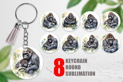 Keychain Mothers Day Gorilla Sublimation artnoy 