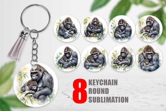 Keychain Mothers Day Gorilla Sublimation artnoy 
