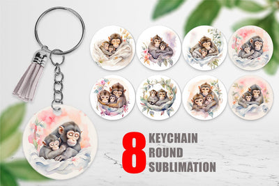 Keychain Mothers Day Monkey Sublimation artnoy 