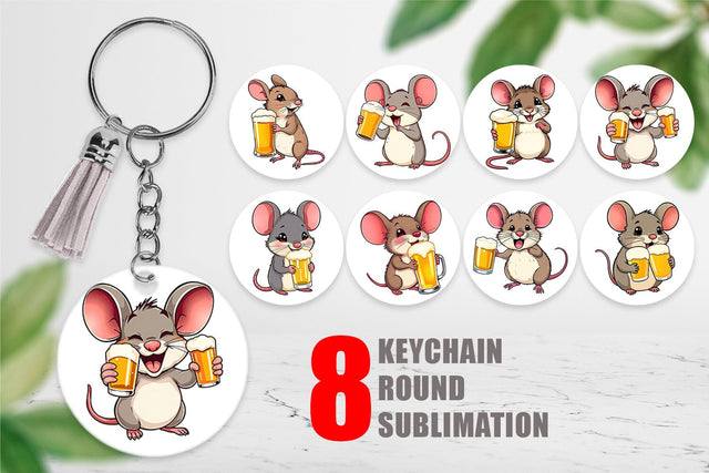 Keychain Mouse Beer Day Sublimation artnoy 