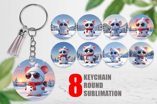 Keychain Mouse Christmas Sublimation artnoy 