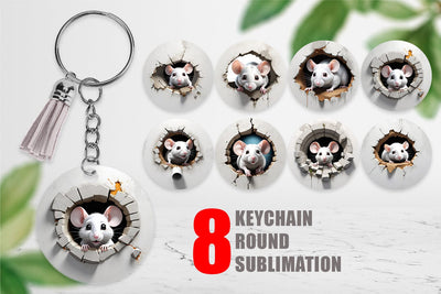 Keychain Mouse in Wall Sublimation artnoy 