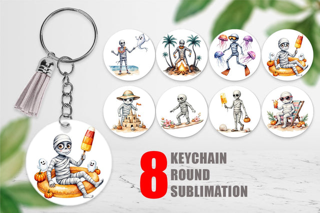Keychain Mummy Beach Holiday Sublimation artnoy 