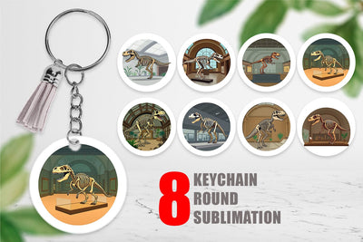 Keychain Museum Dino Skeleton Sublimation artnoy 