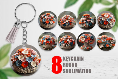 Keychain Mushromm Embroidery Sublimation artnoy 