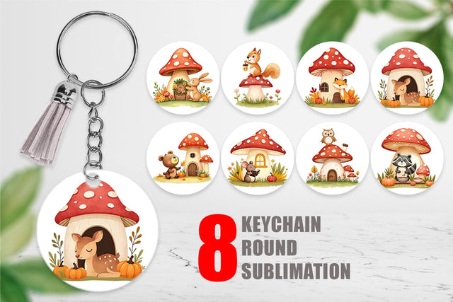 Keychain Mushroom Forest Friends Sublimation artnoy 