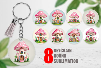 Keychain Mushroom House Sublimation artnoy 