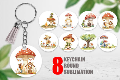 Keychain Mushroom Village Friends Sublimation artnoy 