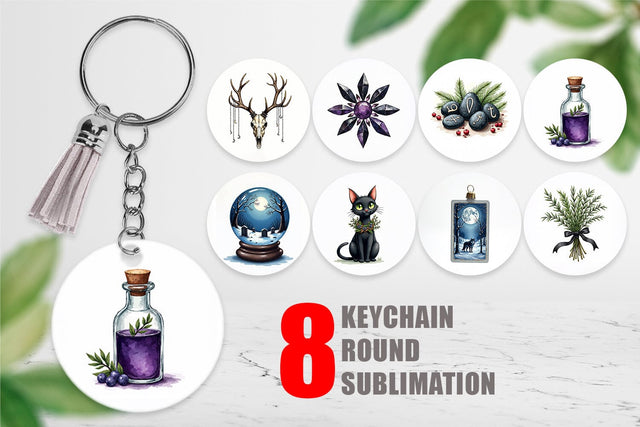 Keychain Mystical Macabre Yule Watercolor Sublimation artnoy 
