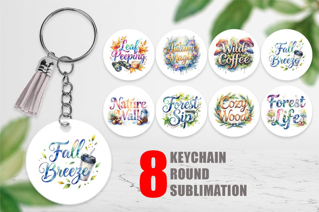 Keychain Nature Forest Coffee Quotes Sublimation artnoy 