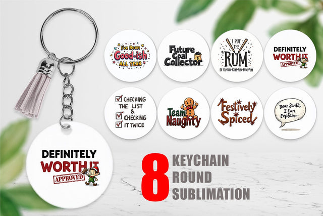 Keychain Naughty List Funny Christmas Sublimation artnoy 