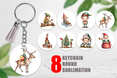 Keychain North Pole Elves Sublimation artnoy 