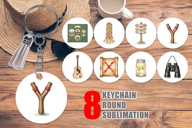 Keychain Nostalgic Camp Souvenir Watercolor Sublimation artnoy 