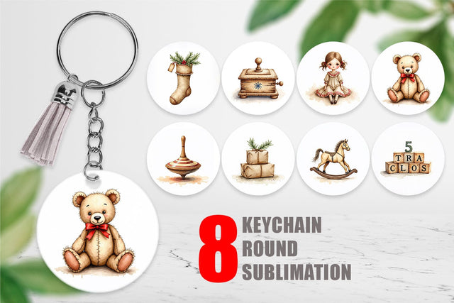 Keychain Nostalgic Christmas Toys Sublimation artnoy 