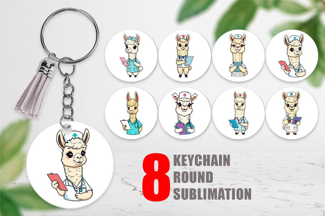 Keychain Nurse Alpaca Sublimation artnoy 