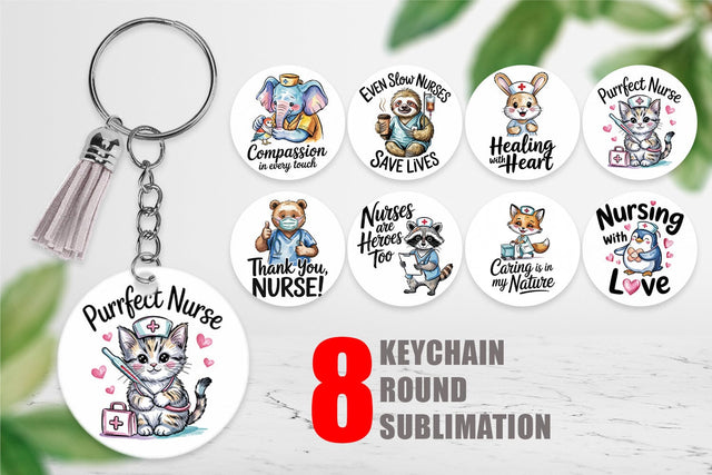 Keychain Nurse Animal Sublimation artnoy 
