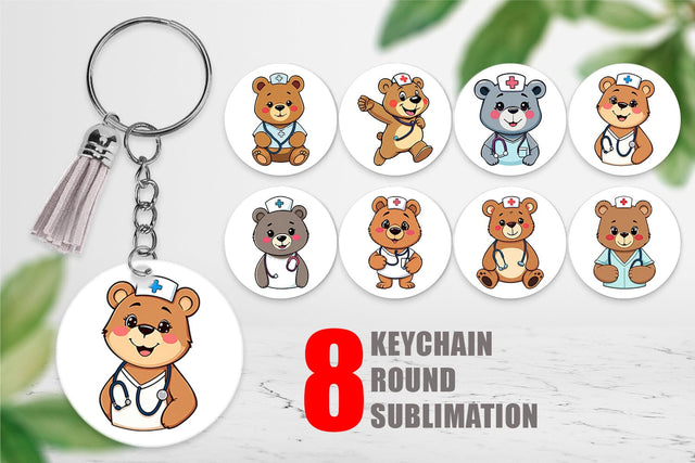 Keychain Nurse Bear Sublimation artnoy 