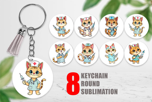 Keychain Nurse Cat Sublimation artnoy 