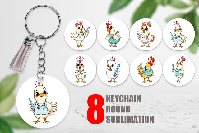 Keychain Nurse Chicken Sublimation artnoy 