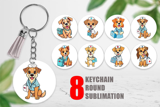 Keychain Nurse Dog Sublimation artnoy 