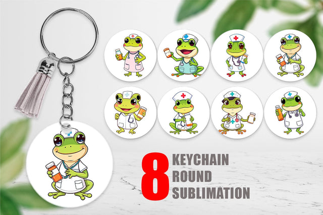 Keychain Nurse Frog Sublimation artnoy 