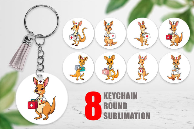 Keychain Nurse Kangaroo Sublimation artnoy 
