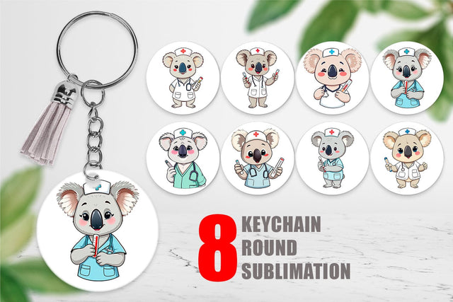 Keychain Nurse Koala Sublimation artnoy 