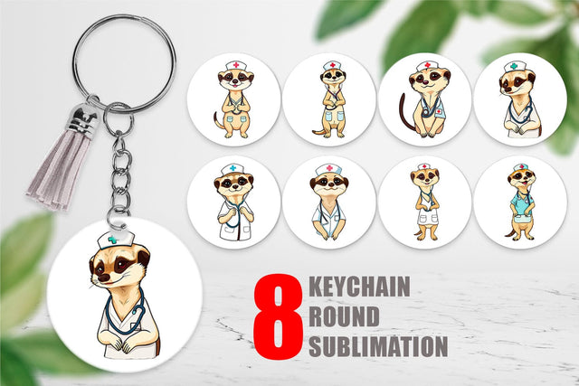 Keychain Nurse Meerkat Sublimation artnoy 