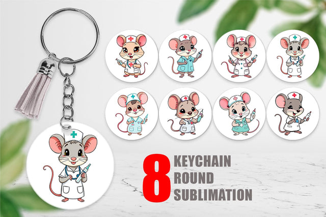 Keychain Nurse Mouse Sublimation artnoy 